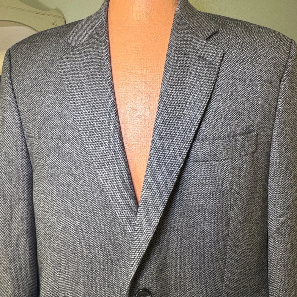 Chaps Ralph Lauren Grey Wool Blazer Sport Coat Made in Canada Two Button Vintage